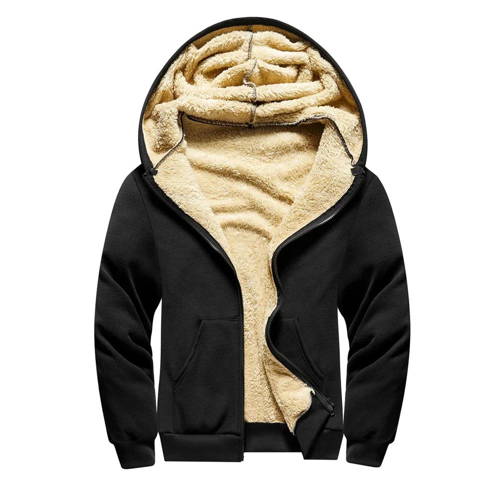 남성용 양털 후드, 두꺼운 지퍼 재킷, 루즈 캐주얼 따뜻한 스웨터, 긴 소매 후드 코트, 겨울